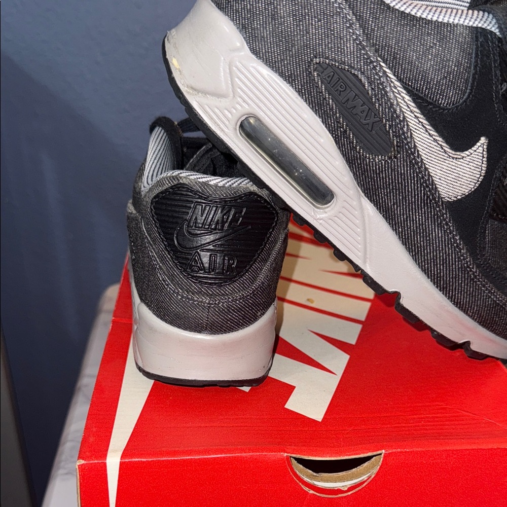 Nike Denim Black and White Air Max Sneakers - Picture 5 of 9